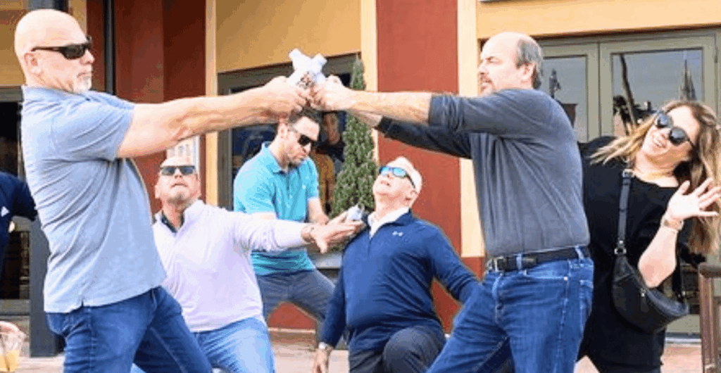 A group of coworkers participating in a fun team-building activity in Orlando, FL, 2025, showcasing collaboration, teamwork, and creativity.