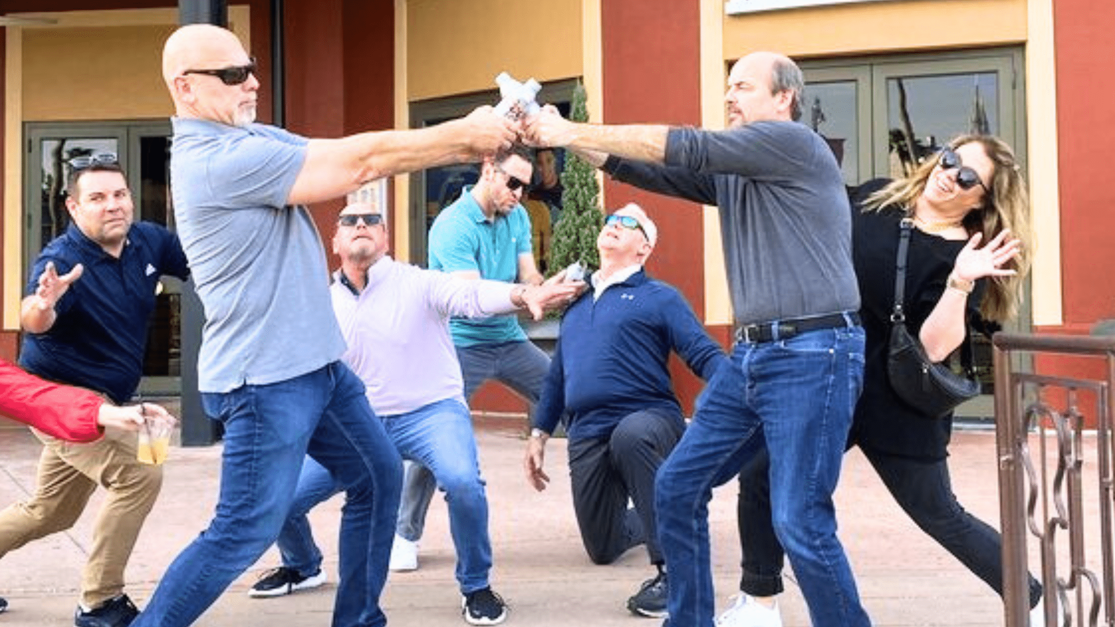 A group of coworkers participating in a fun team-building activity in Orlando, FL, 2025, showcasing collaboration, teamwork, and creativity.