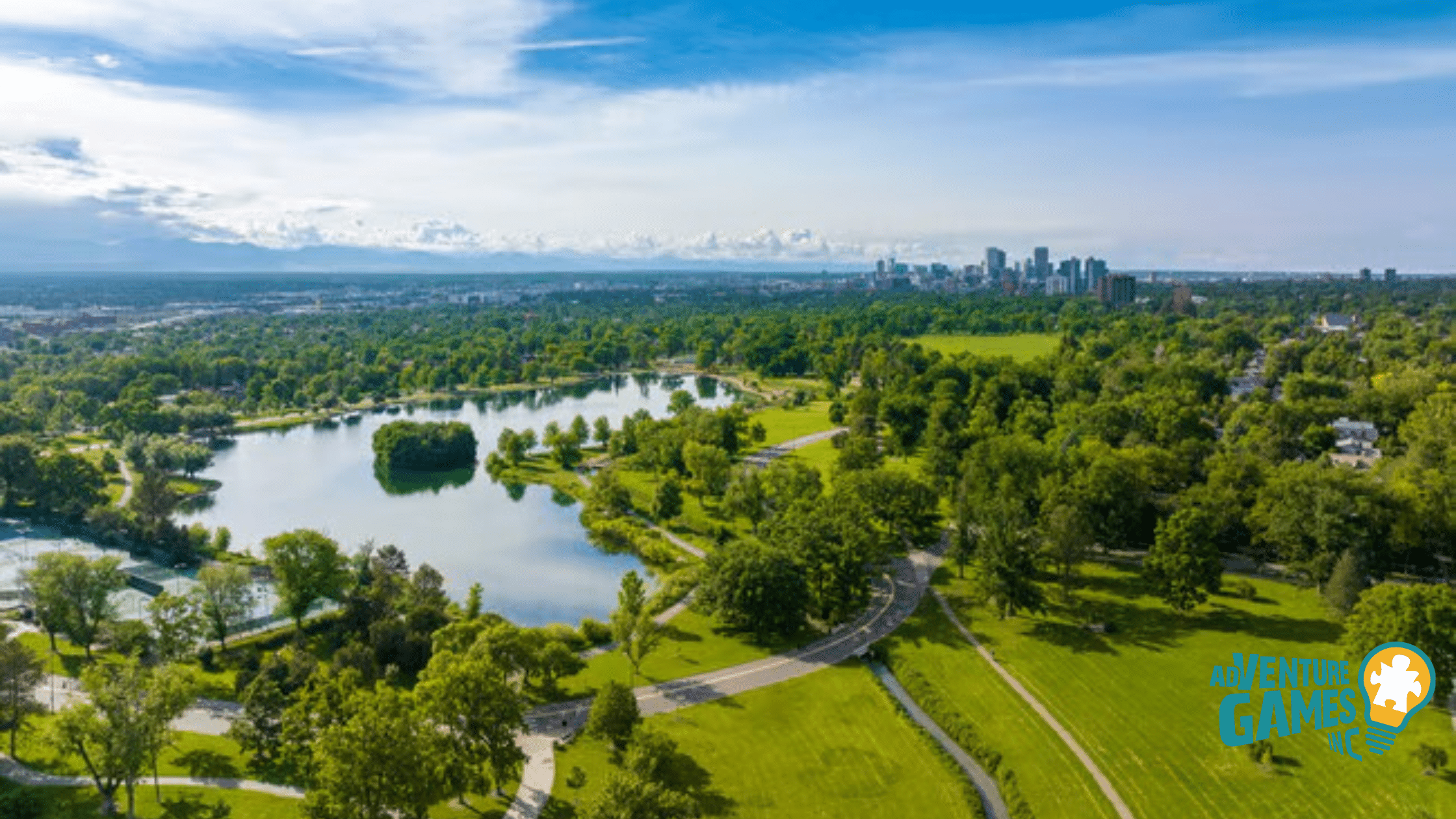 Best Team Building Denver CO by Adventure Games Inc at Civic Center Park Greek Amphitheatre, central plaza and landmark columns for events